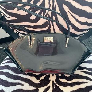 Black patent leather purse/silver hardware